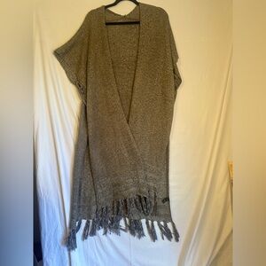 Do Everything in Love Textured Fringe Poncho - Brown